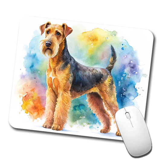 Airedale Terrier Dog Watercolor Style Low Profile Mouse Pad Mat