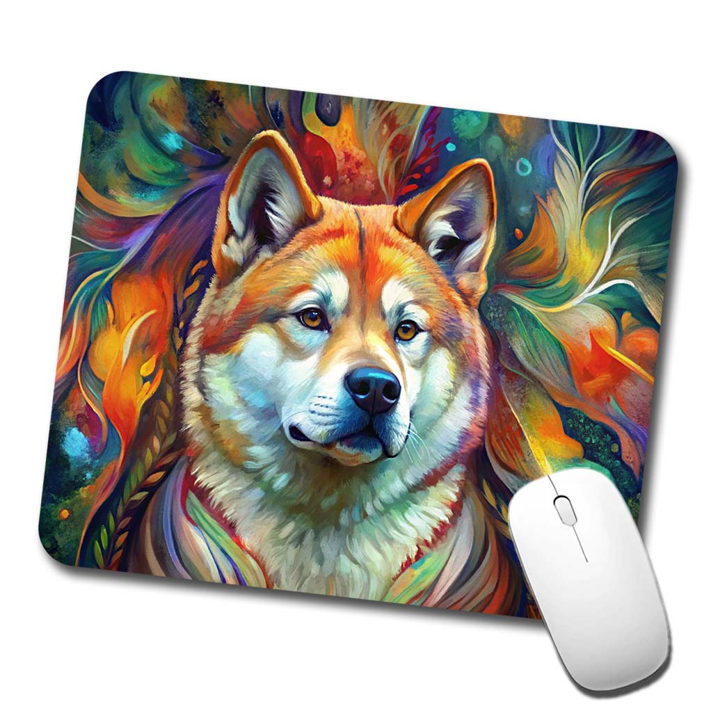 Akita Dog Abstract Art Low Profile Mouse Pad Mat
