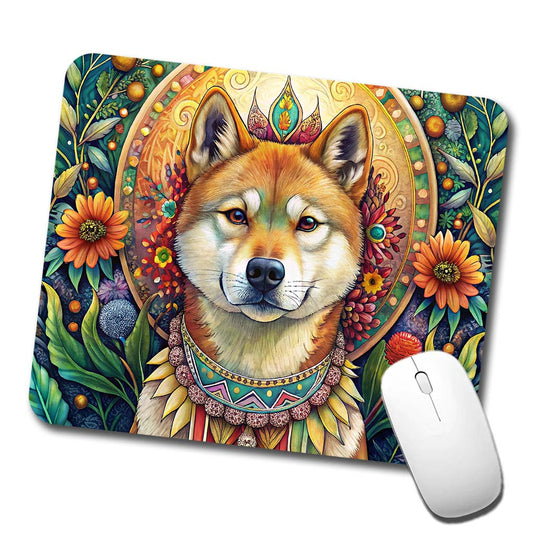 Akita Dog Bohemian Art Low Profile Mouse Pad Mat