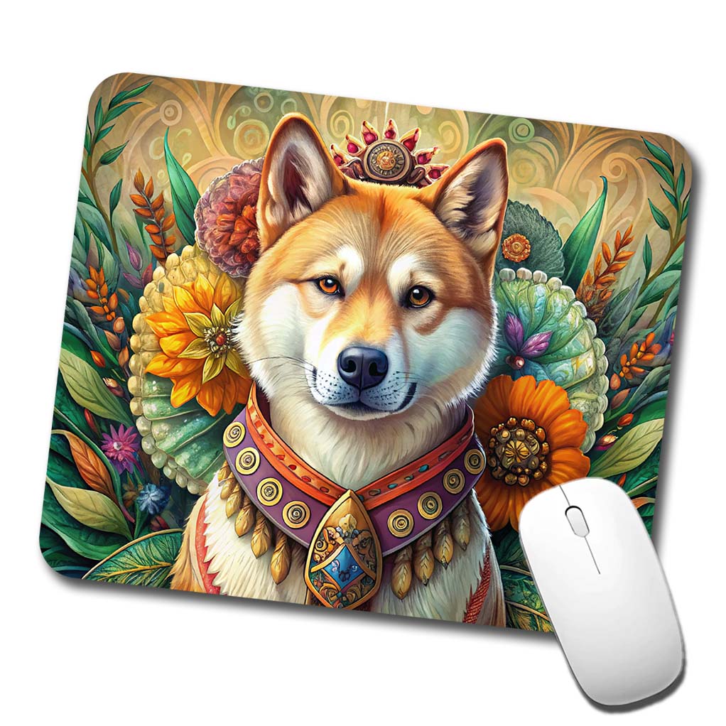 Akita Dog French Bohemian Art Low Profile Mouse Pad Mat