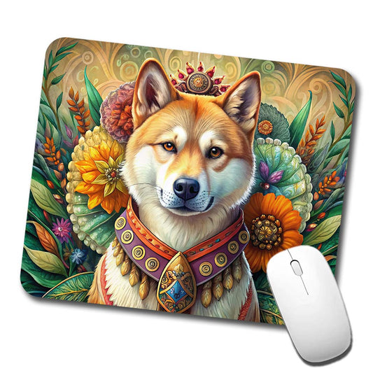 Akita Dog French Bohemian Art Low Profile Mouse Pad Mat