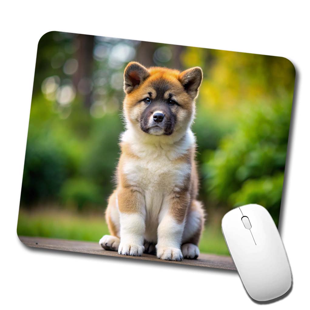Akita Dog Puppy Photo Low Profile Mouse Pad Mat