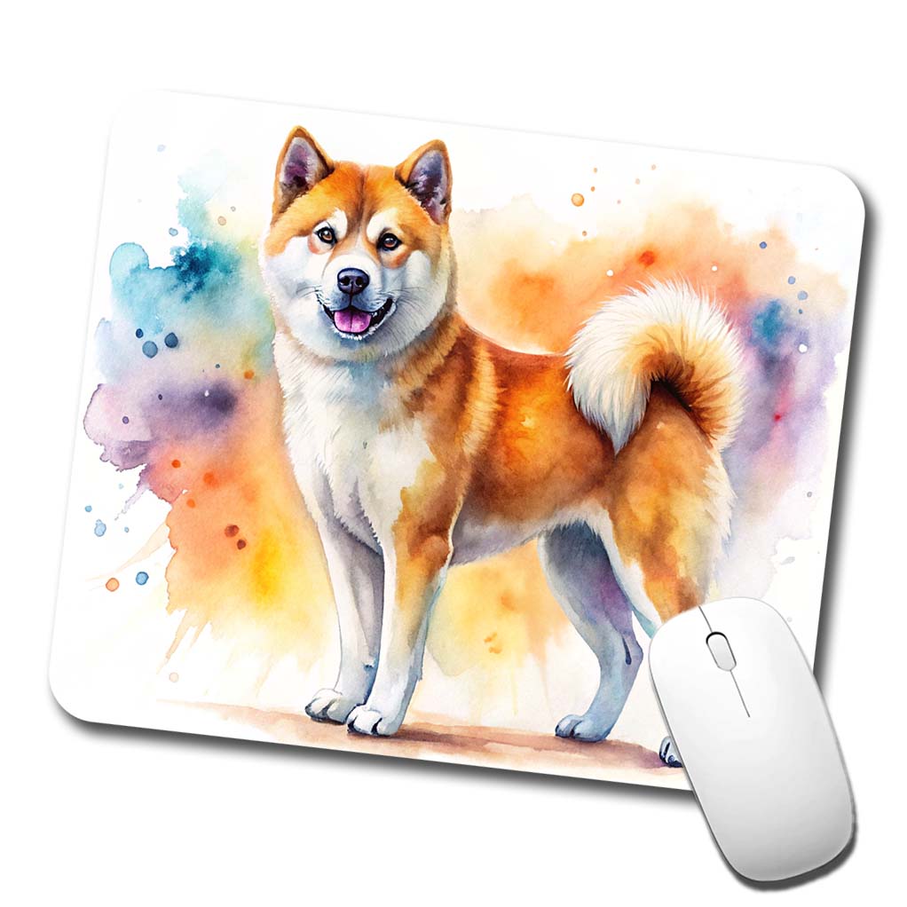 Akita Dog Watercolor Style Low Profile Mouse Pad Mat