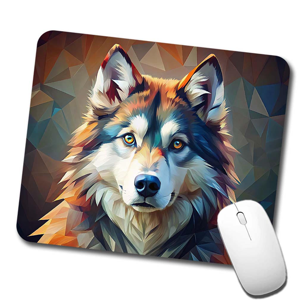 Alaskan Malamute Dog Abstract Stylized Art Low Profile Mouse Pad Mat