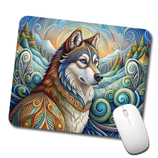 Alaskan Malamute Dog Art Nouveau Low Profile Mouse Pad Mat