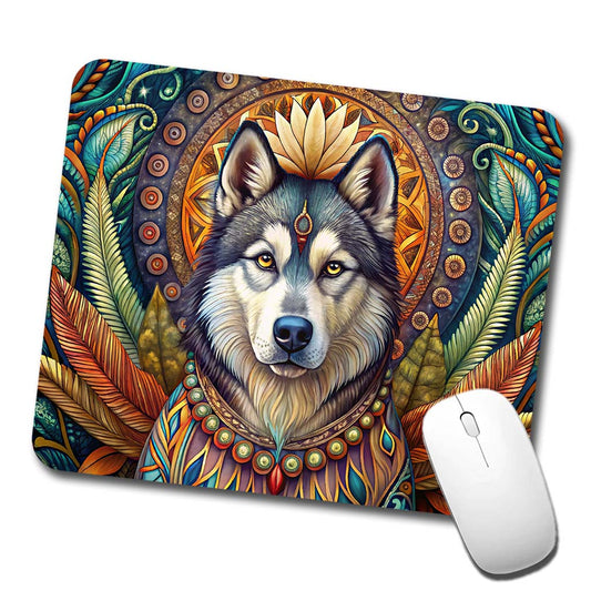 Alaskan Malamute Dog Bohemian Art Low Profile Mouse Pad Mat