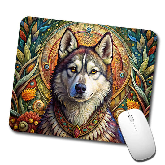 Alaskan Malamute Dog French Bohemian Art Low Profile Mouse Pad Mat