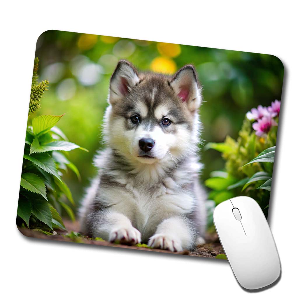 Alaskan Malamute Dog Puppy Photo Low Profile Mouse Pad Mat