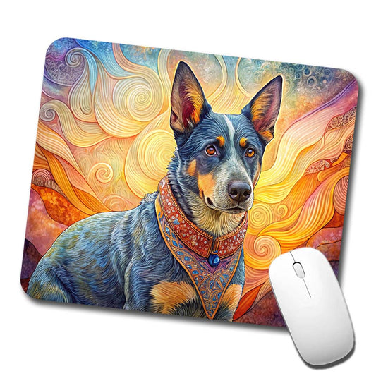 Australian Cattle Dog French Bohemian Art Low Profile Mouse Pad Mat