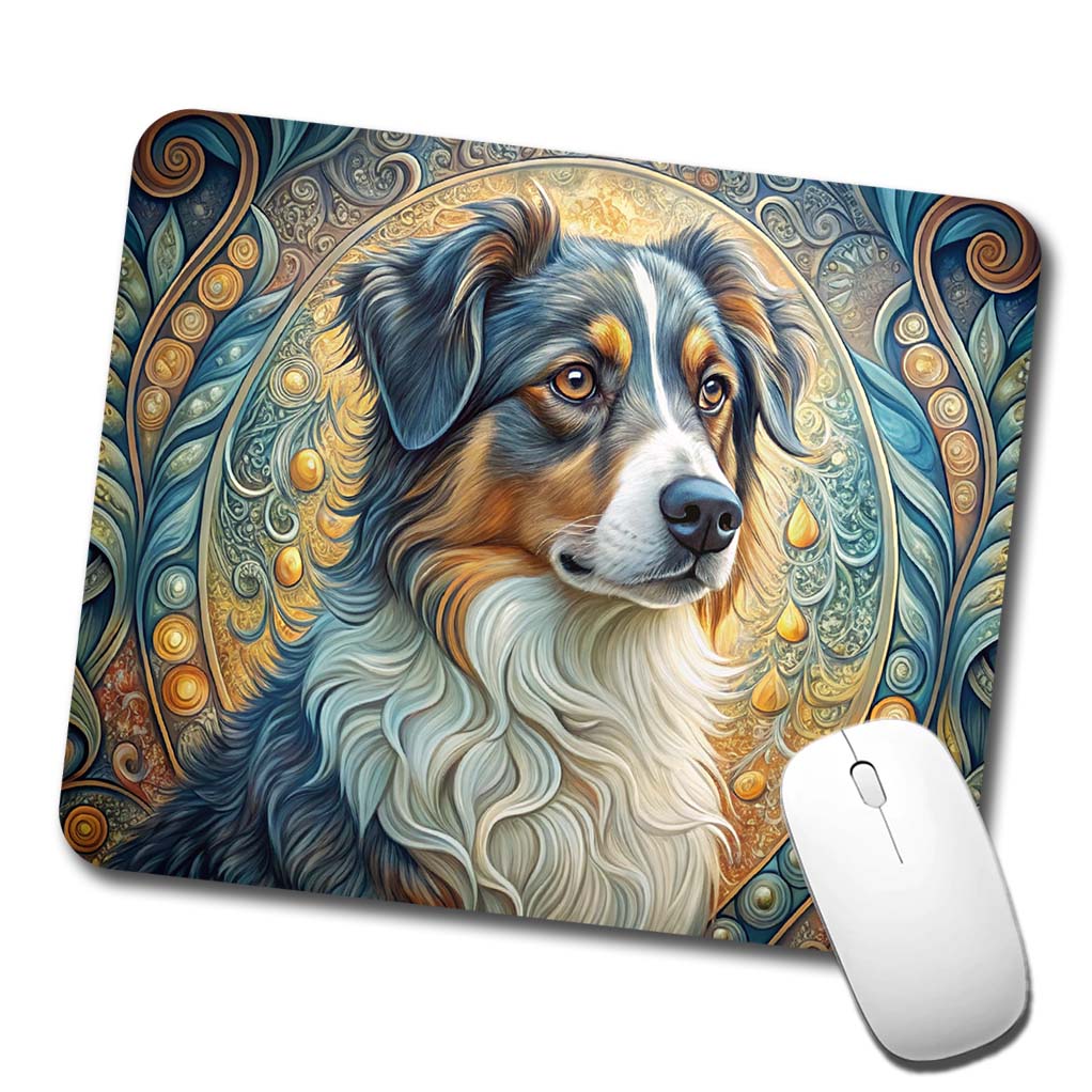 Australian Shepherd Dog Art Nouveau Low Profile Mouse Pad Mat