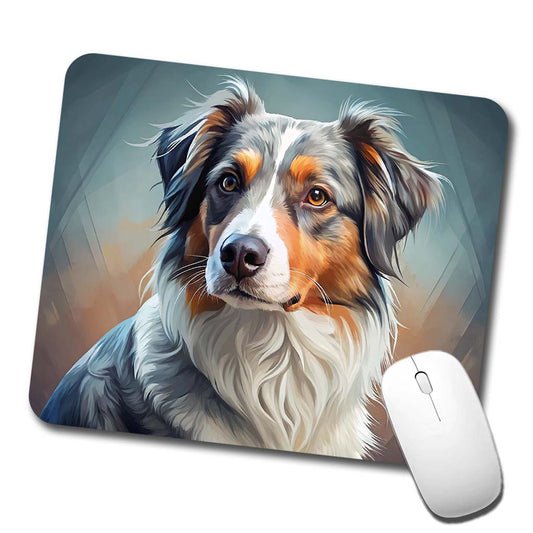 Australian Shepherd Dog Contemporary Art Low Profile Mouse Pad Mat