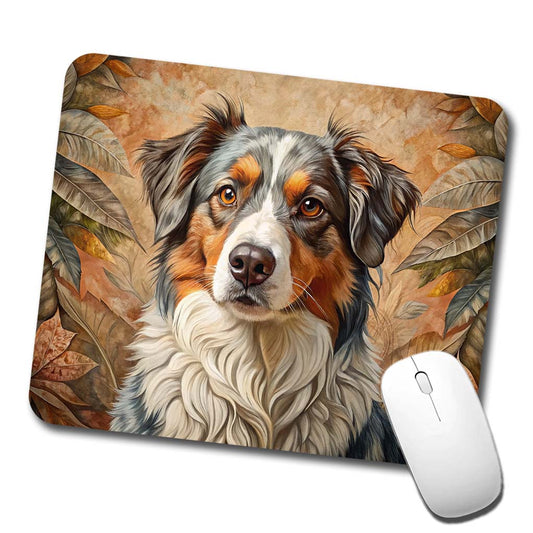Australian Shepherd Dog French Bohemian Art Low Profile Mouse Pad Mat