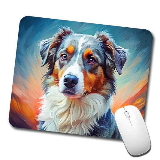 Australian Shepherd Dog Pop Art Low Profile Mouse Pad Mat