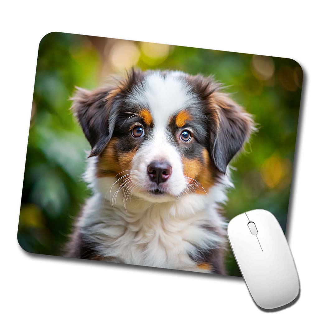 Australian Shepherd Dog Puppy Photo Low Profile Mouse Pad Mat