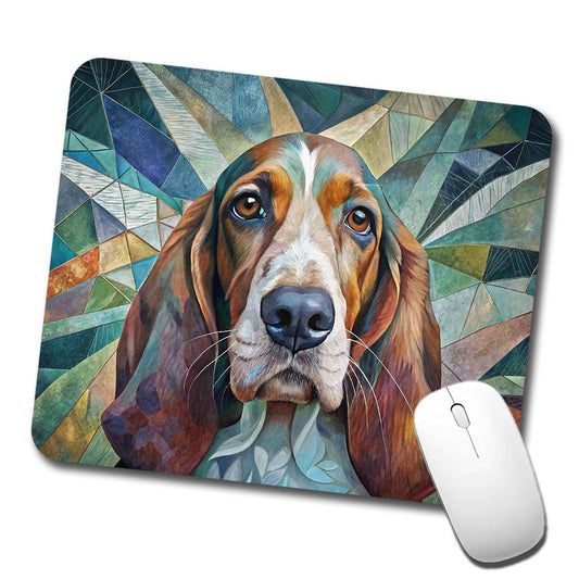 Basset Hound Dog Abstract Art Low Profile Mouse Pad Mat