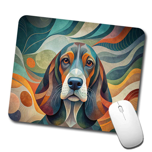 Basset Hound Dog Abstract Stylized Art Low Profile Mouse Pad Mat