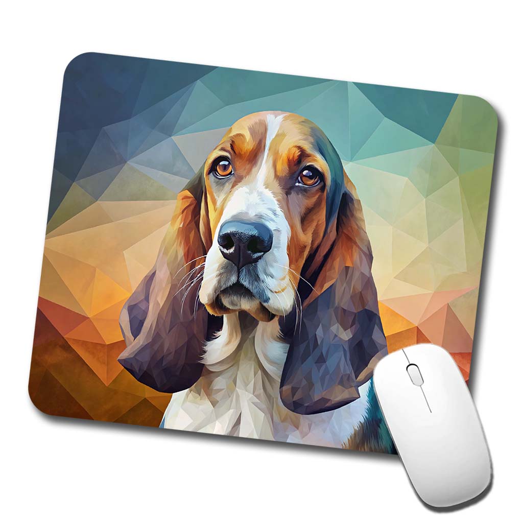 Basset Hound Dog Contemporary Art Low Profile Mouse Pad Mat