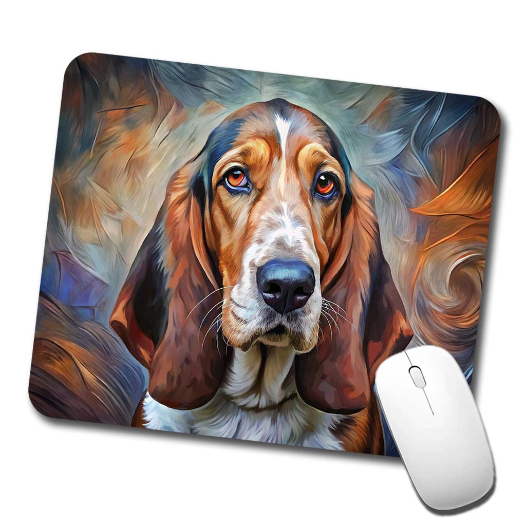 Basset Hound Dog Expressionism Art Low Profile Mouse Pad Mat
