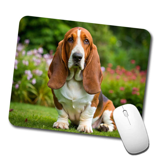 Basset Hound Dog Photo Low Profile Mouse Pad Mat