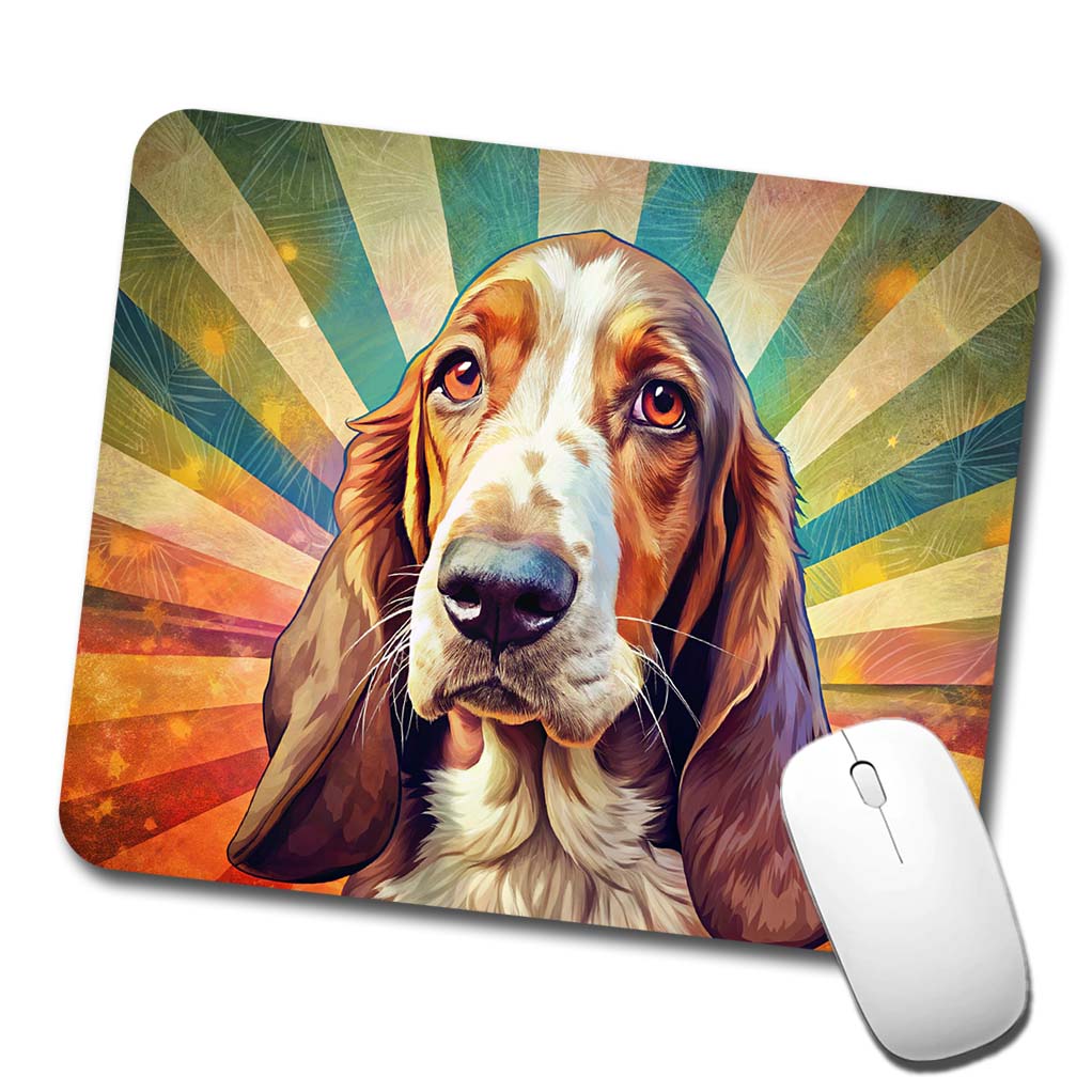 Basset Hound Dog Pop Art Low Profile Mouse Pad Mat