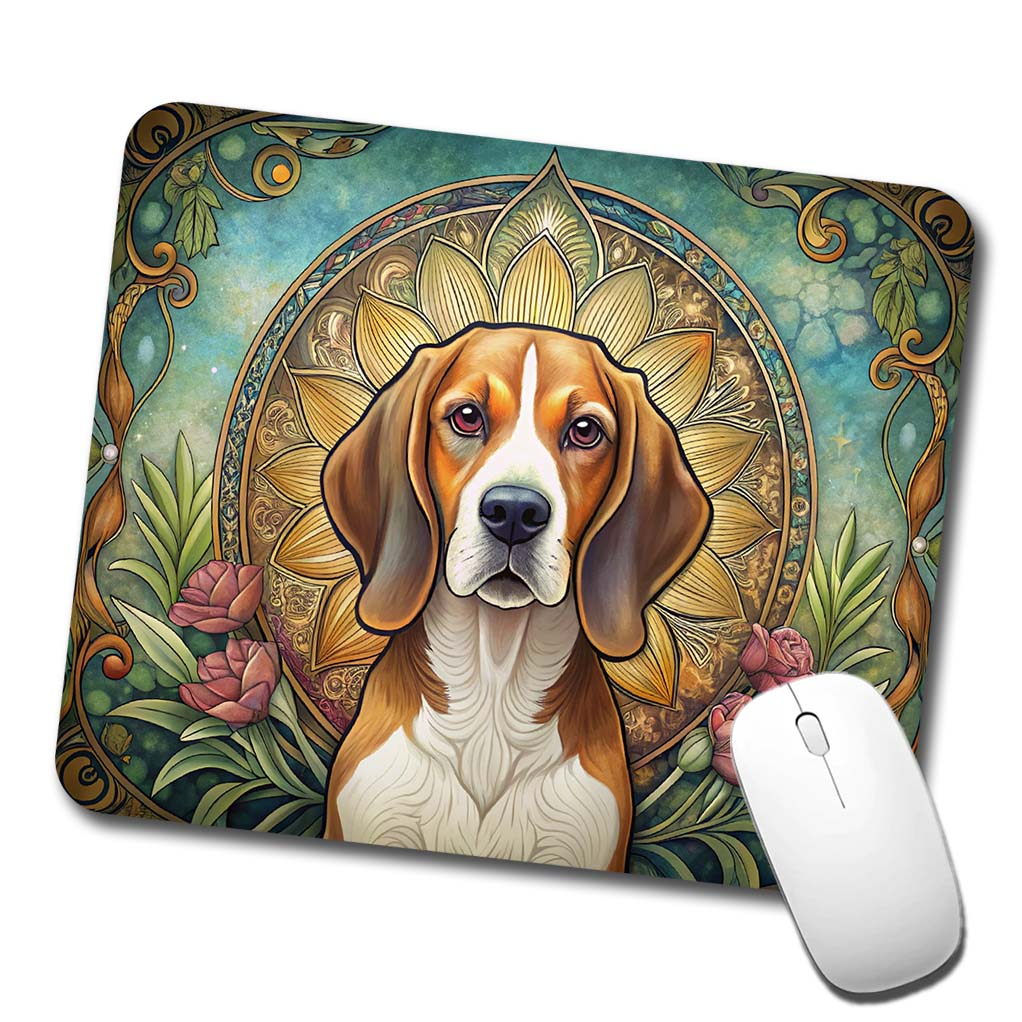 Beagle Dog Art Nouveau Low Profile Mouse Pad Mat