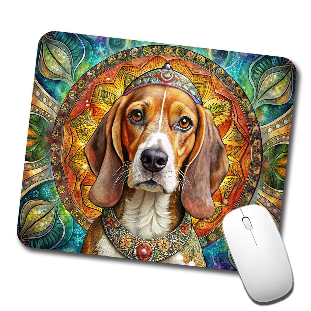 Beagle Dog Bohemian Art Low Profile Mouse Pad Mat