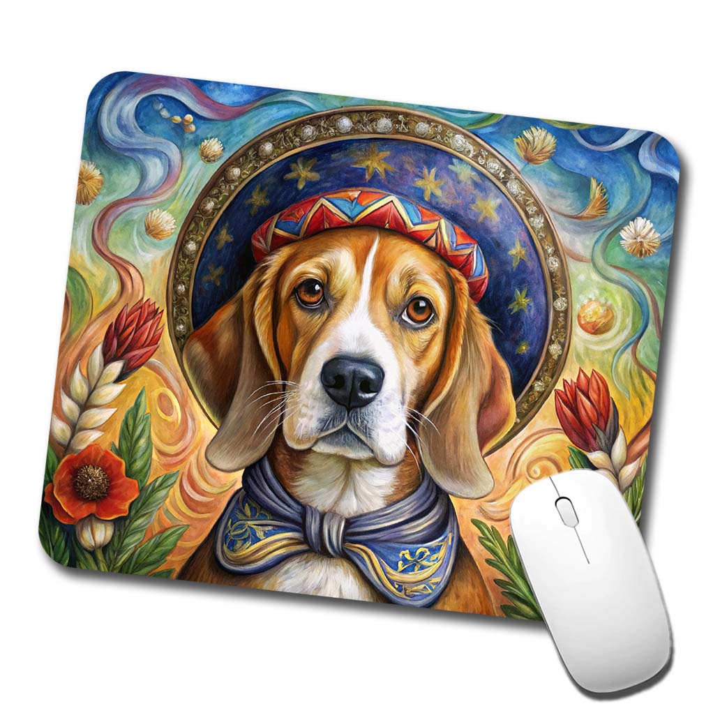 Beagle Dog French Bohemian Art Low Profile Mouse Pad Mat
