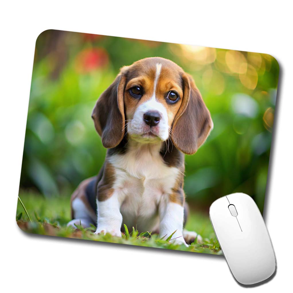 Beagle Dog Puppy Photo Low Profile Mouse Pad Mat
