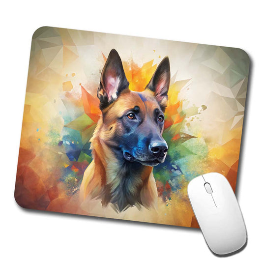 Belgian Malinois Dog Abstract Art Low Profile Mouse Pad Mat