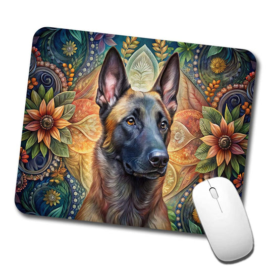 Belgian Malinois Dog Bohemian Art Low Profile Mouse Pad Mat