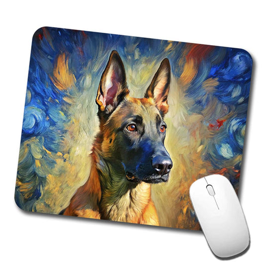 Belgian Malinois Dog Expressionism Art Low Profile Mouse Pad Mat