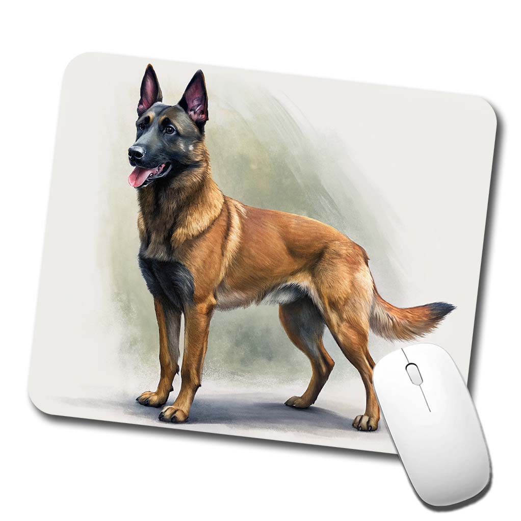 Belgian Malinois Dog Illustration Low Profile Mouse Pad Mat