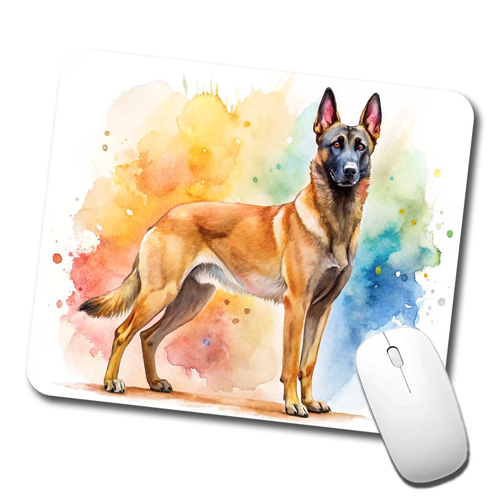 Belgian Malinois Dog Watercolor Style Low Profile Mouse Pad Mat