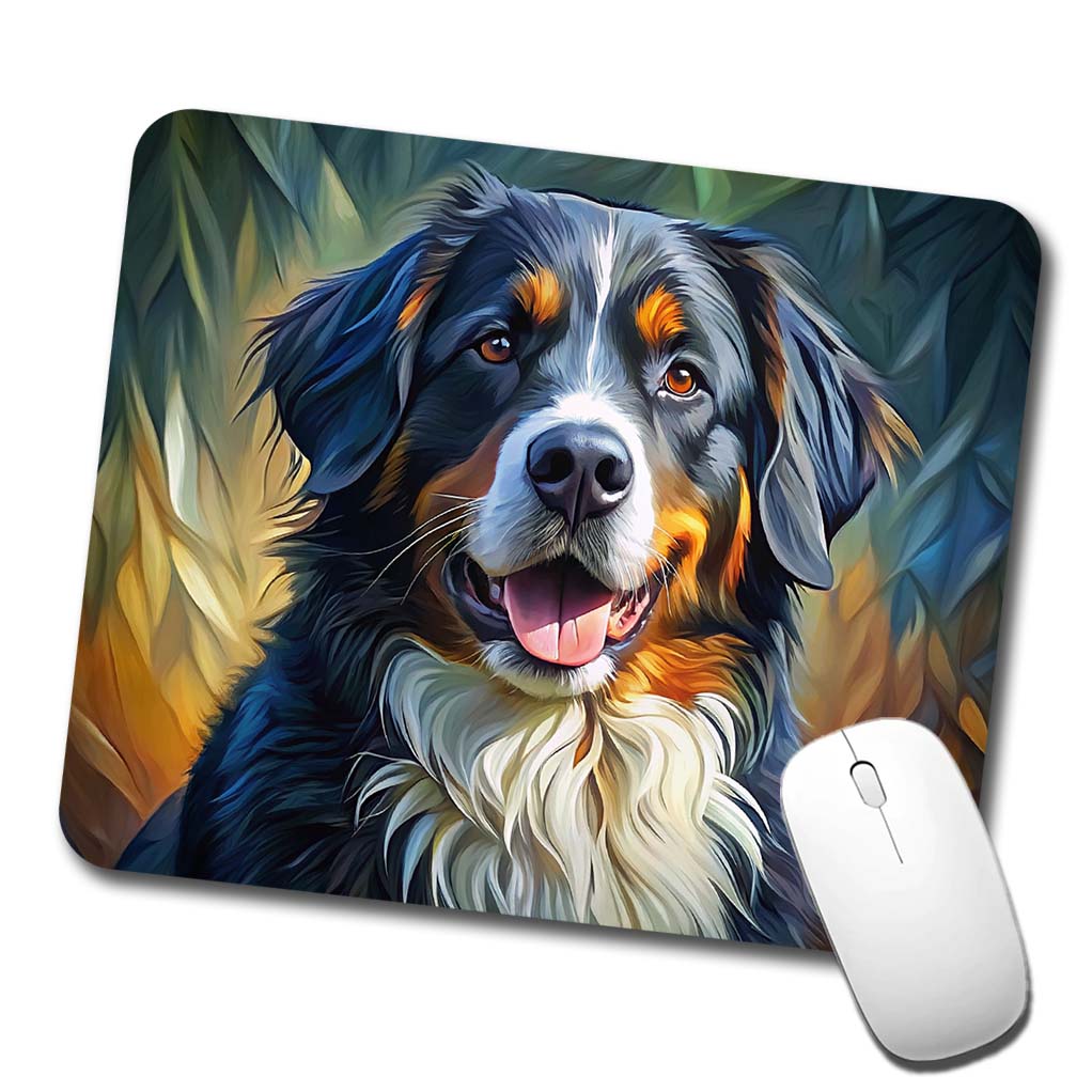 Bernese Mountain Dog Expressionism Art Low Profile Mouse Pad Mat