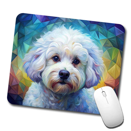 Bichon Frise Dog Abstract Art Low Profile Mouse Pad Mat