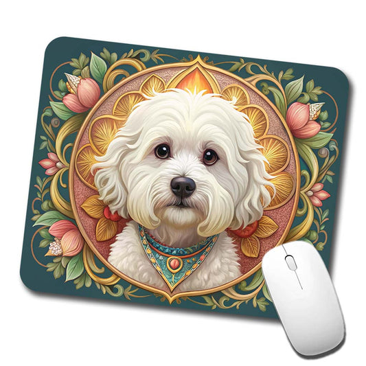 Bichon Frise Dog Art Nouveau Low Profile Mouse Pad Mat