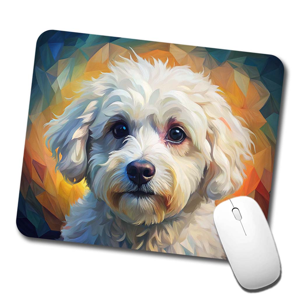 Bichon Frise Dog Expressionism Art Low Profile Mouse Pad Mat