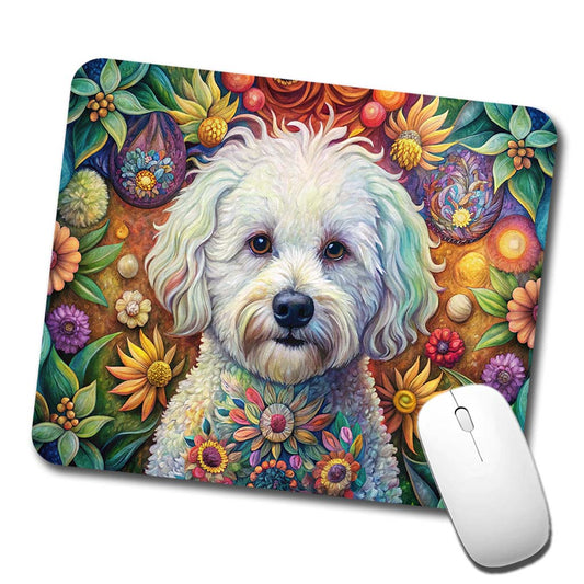 Bichon Frise Dog French Bohemian Art Low Profile Mouse Pad Mat