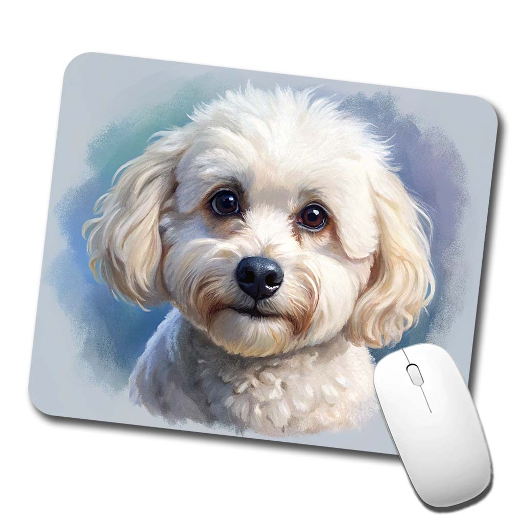 Bichon Frise Dog Illustration Low Profile Mouse Pad Mat