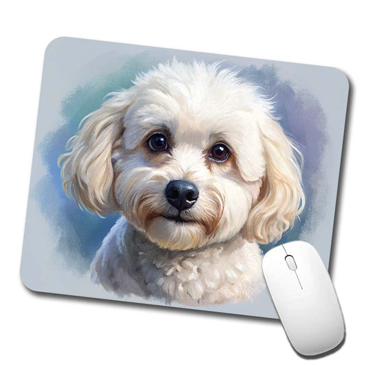 Bichon Frise Dog Illustration Low Profile Mouse Pad Mat