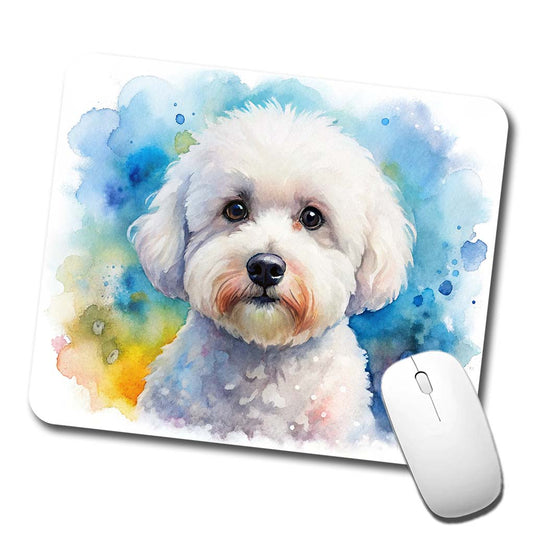 Bichon Frise Dog Watercolor Style Low Profile Mouse Pad Mat