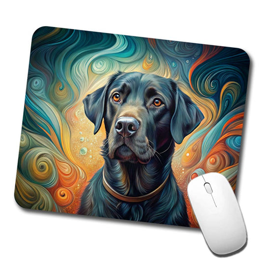 Black Labrador Retriever Dog Abstract Art Low Profile Mouse Pad Mat