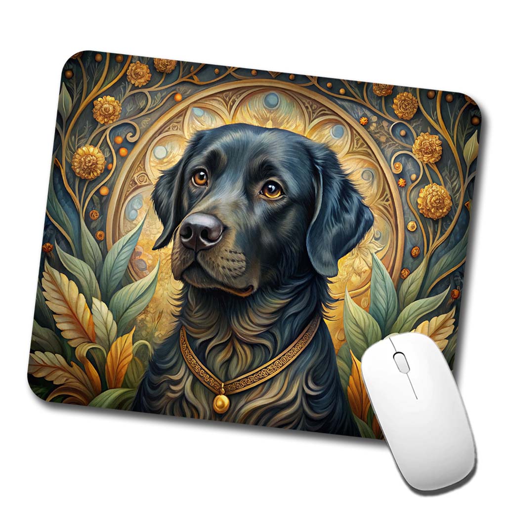 Black Labrador Retriever Dog Art Nouveau Low Profile Mouse Pad Mat