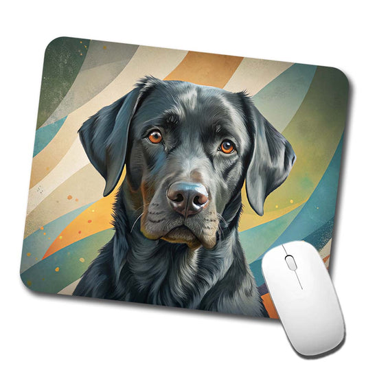 Black Labrador Retriever Dog Contemporary Art Low Profile Mouse Pad Mat