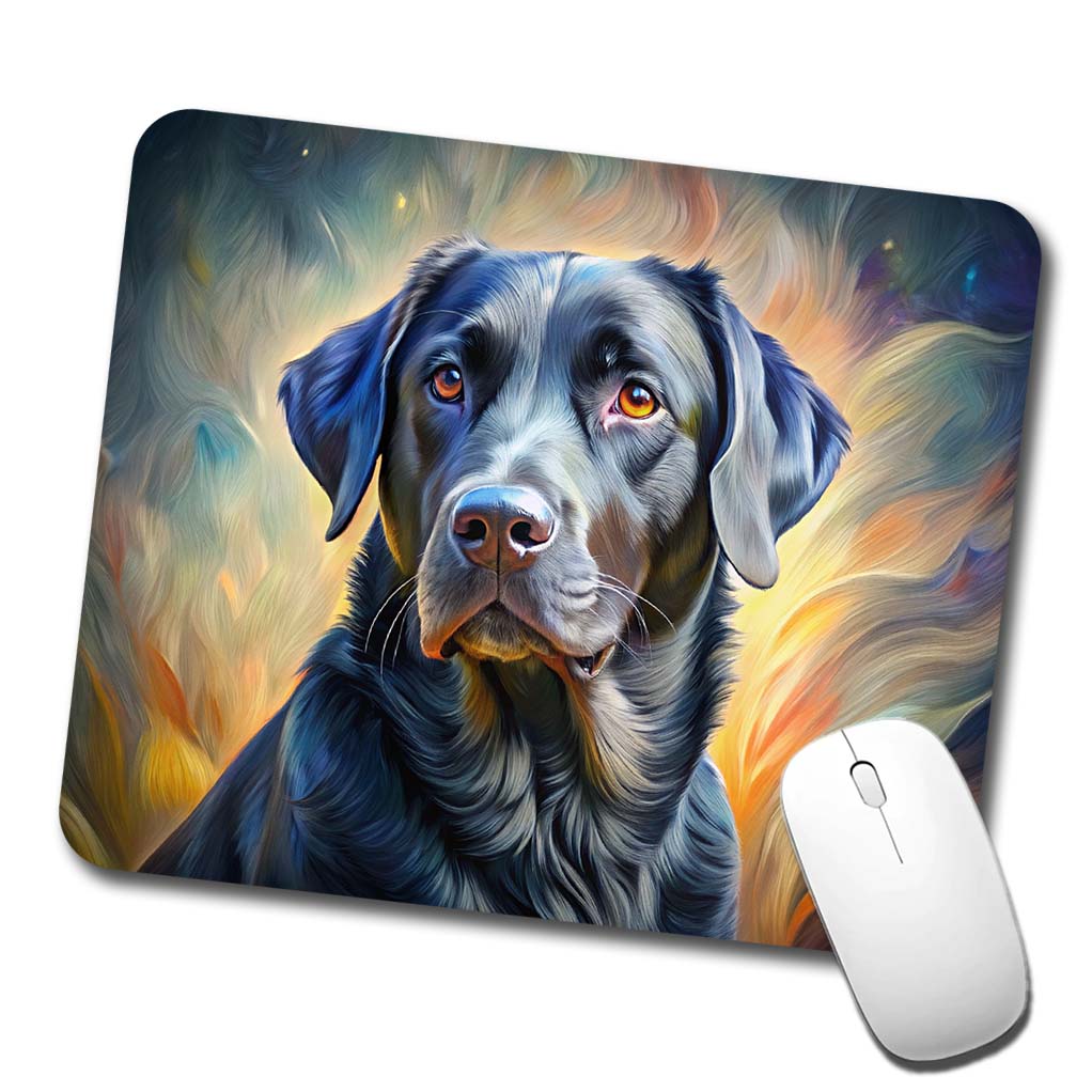 Black Labrador Retriever Dog Expressionism Art Low Profile Mouse Pad Mat