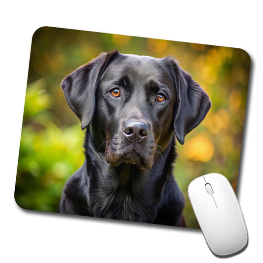 Black Labrador Retriever Dog Photo Low Profile Mouse Pad Mat