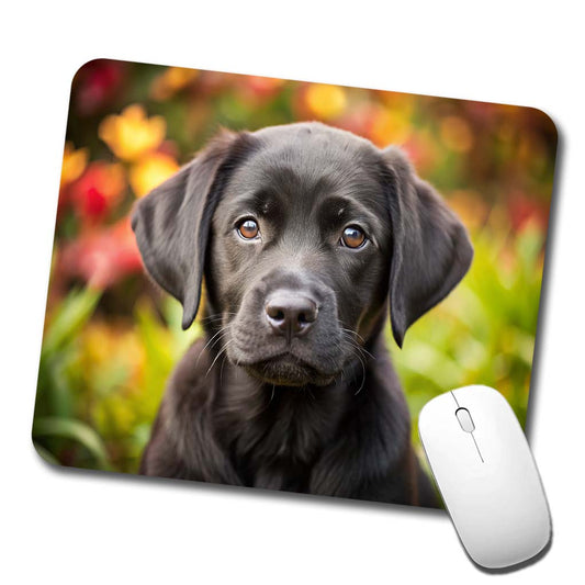 Black Labrador Retriever Dog Puppy Photo Low Profile Mouse Pad Mat