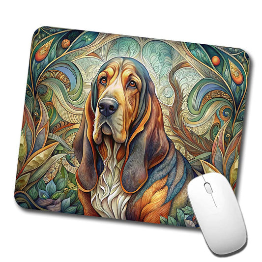 Bloodhound Dog Art Nouveau Low Profile Mouse Pad Mat