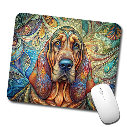 Bloodhound Dog Bohemian Art Low Profile Mouse Pad Mat