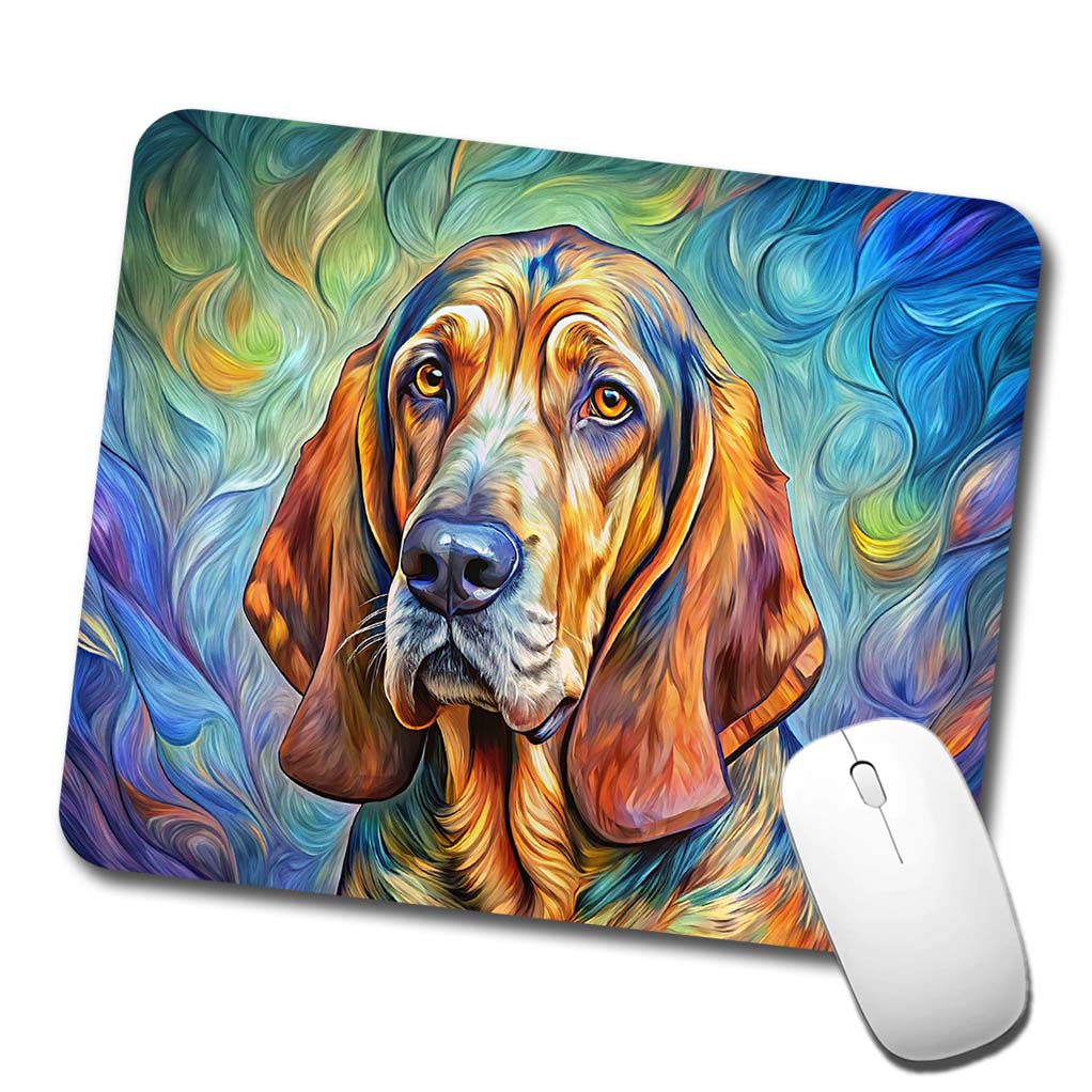 Bloodhound Dog Expressionism Art Low Profile Mouse Pad Mat